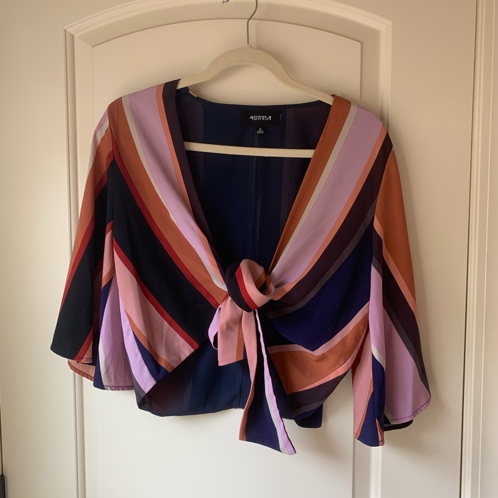 Retro Front Tie Boutique Blouse